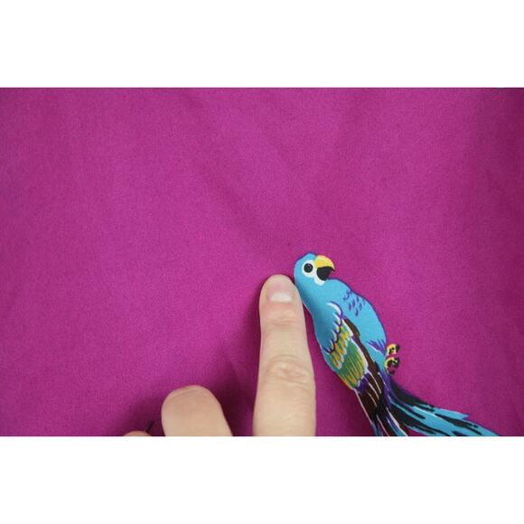 FLAWS VTG 70s 80s Purple Parrot Shirt Hawaiian Magnum PI M 46" Chest Surf Beach - Picture 9 of 11